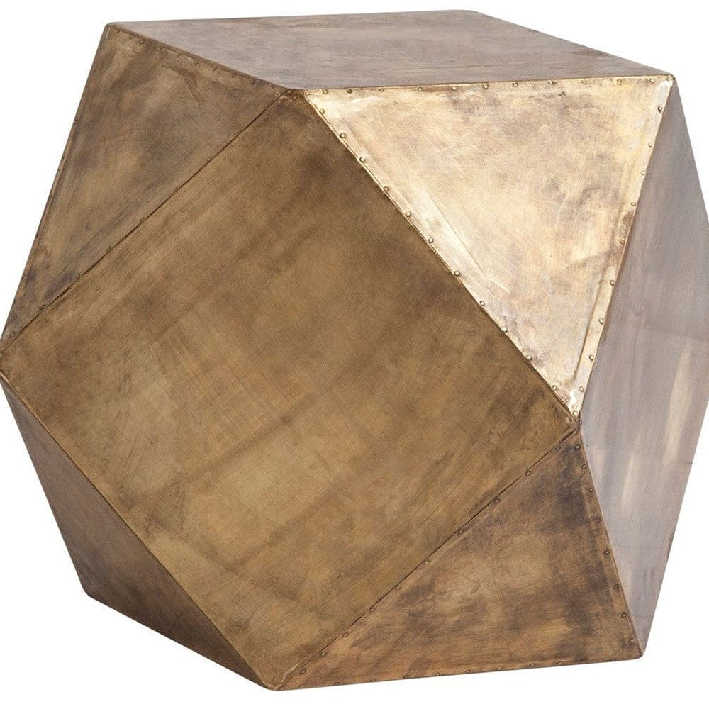 19" Brass Hexagonal End Table With Square Top - Homeroots