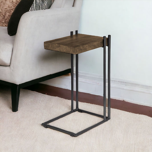 27" Brown Solid Wood Square End Table