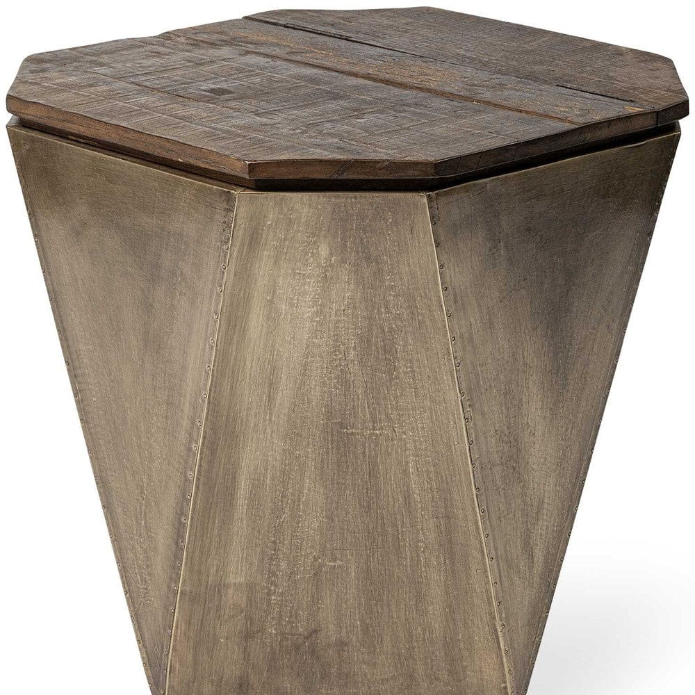 21" Brown Solid Wood End Table