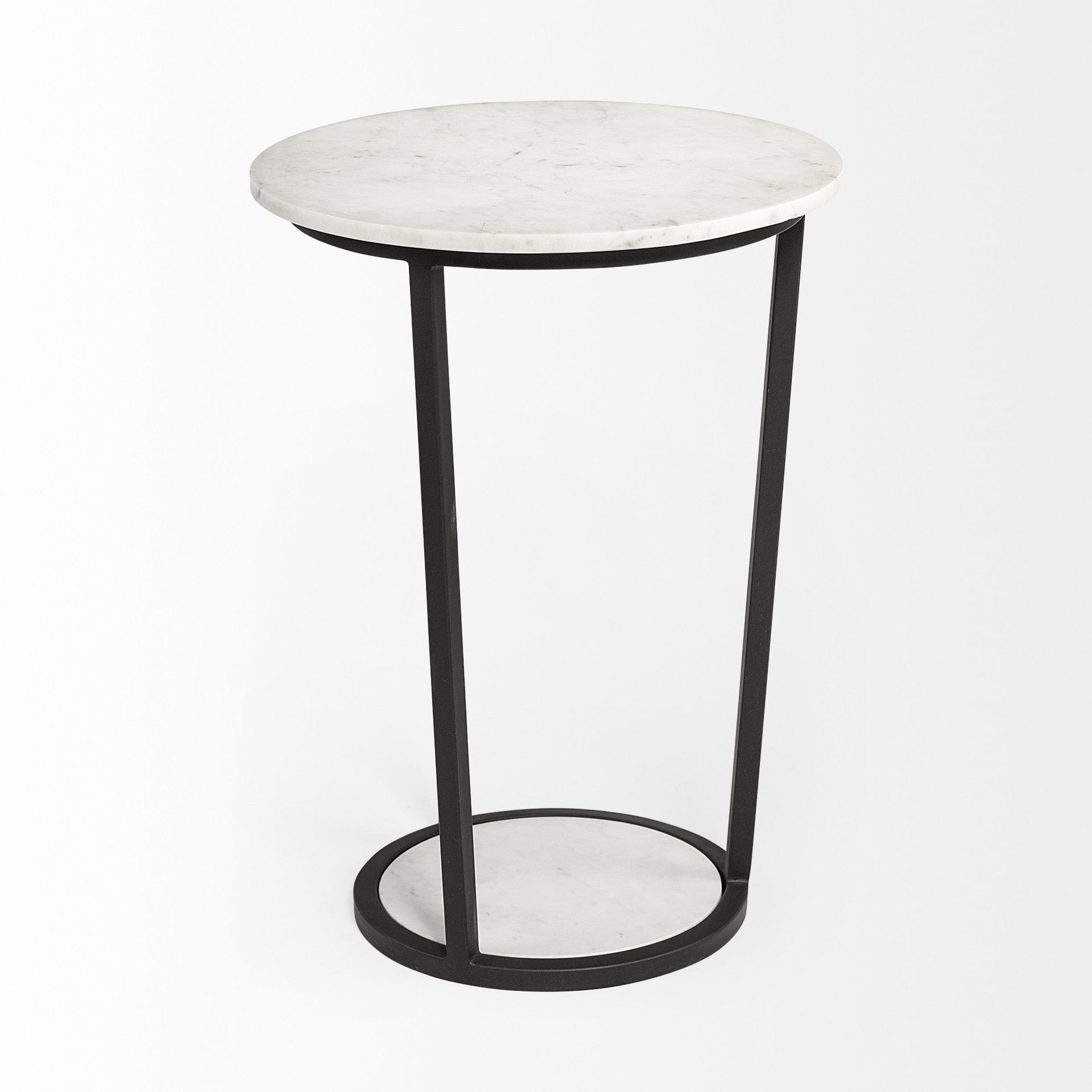 25" Black And White Marble End Table - Homeroots