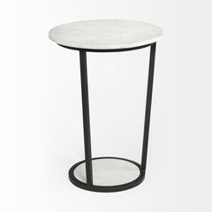 25" Black And White Marble End Table - Homeroots