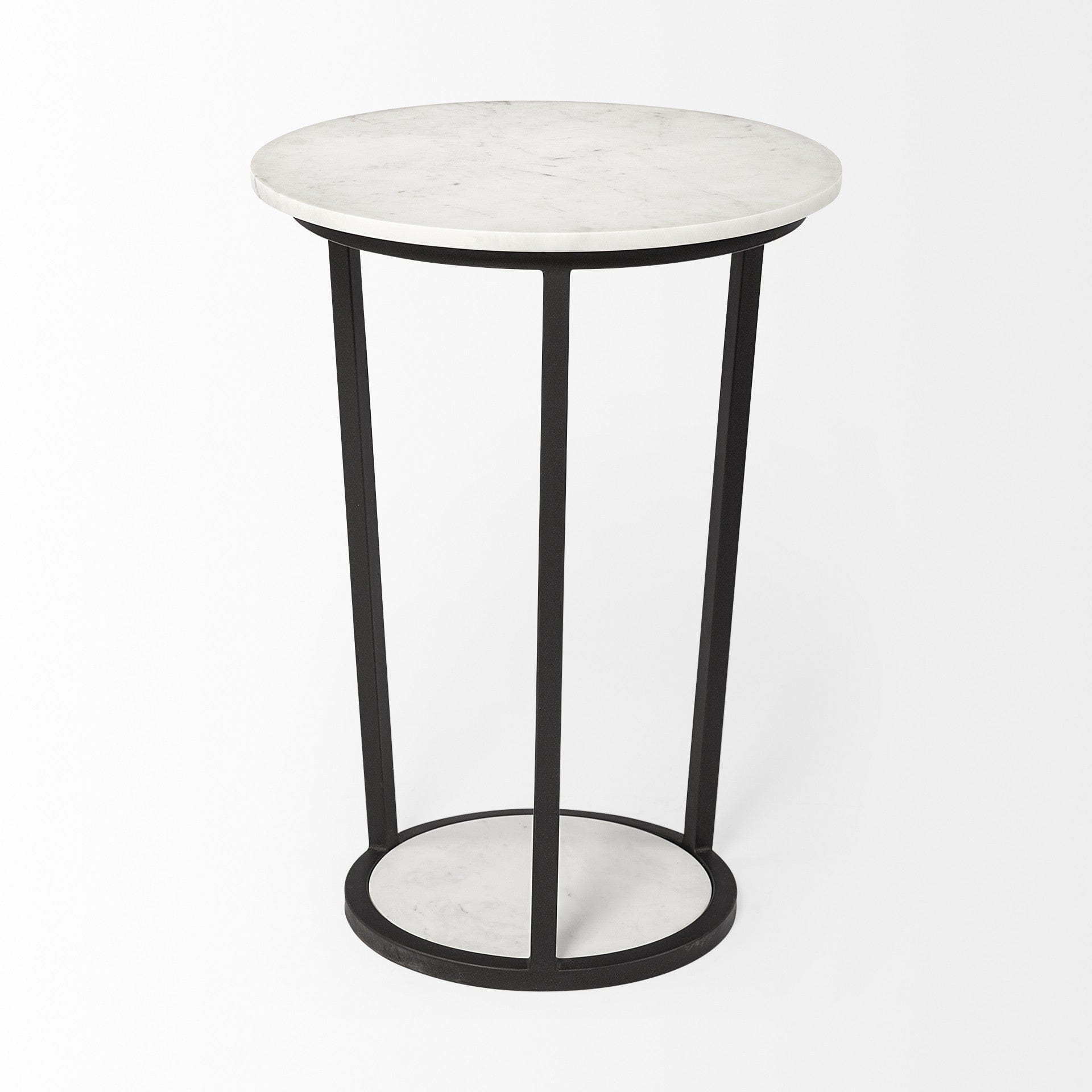 25" Black And White Marble End Table - Homeroots