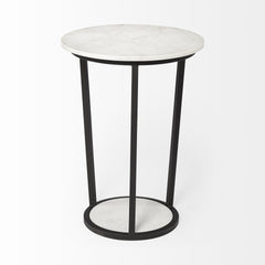 25" Black And White Marble End Table - Homeroots