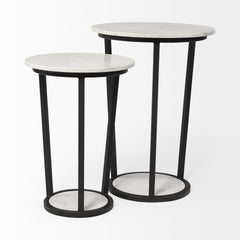 25" Black And White Marble End Table - Homeroots