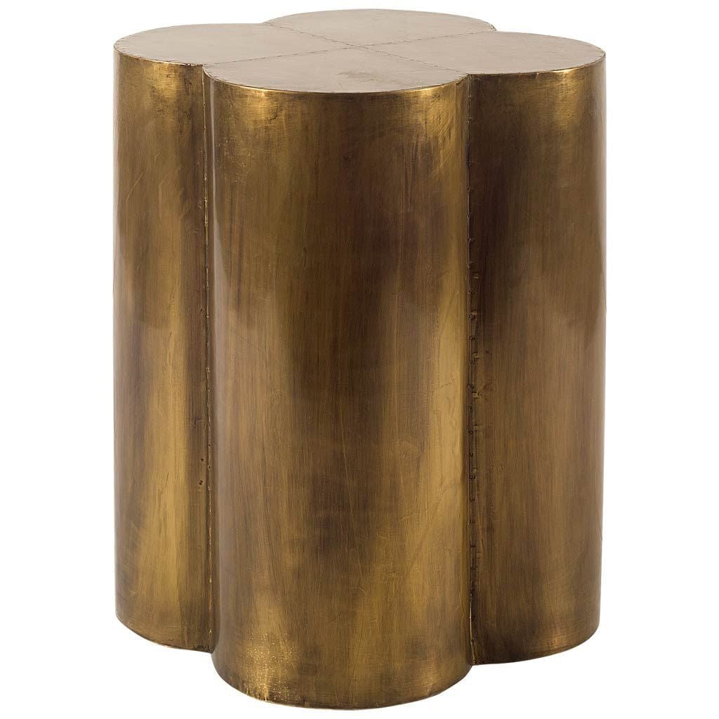 22" Brass And Antique Brass Brass End Table - Homeroots