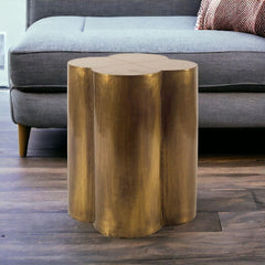 22" Brass And Antique Brass Brass End Table - Homeroots