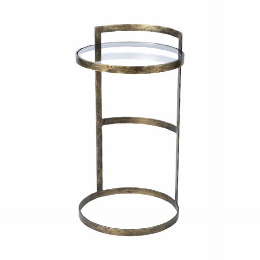 27" Gold And Clear Glass Round End Table - Homeroots