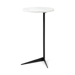 27" Black And White Marble Round End Table - Homeroots