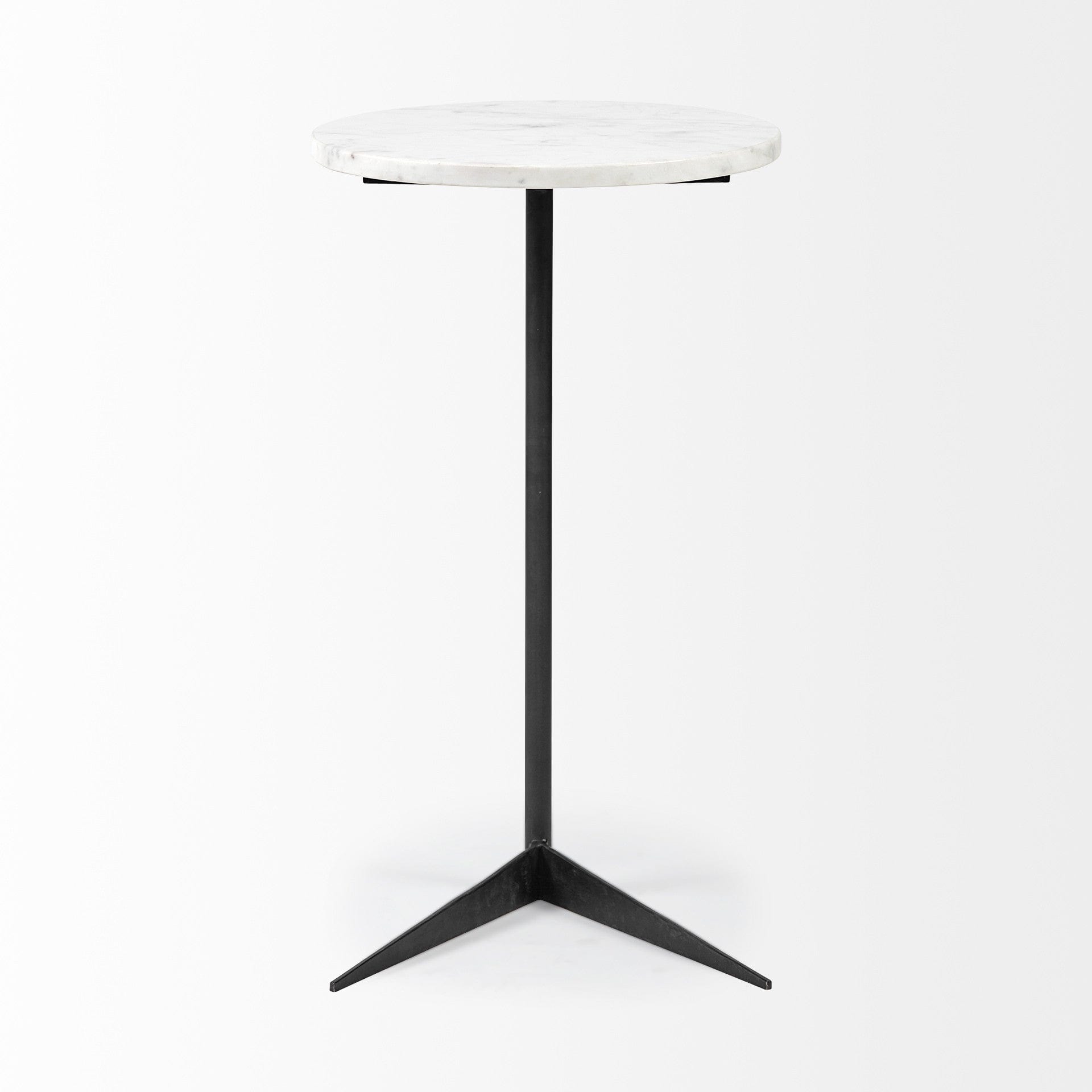 27" Black And White Marble Round End Table - Homeroots