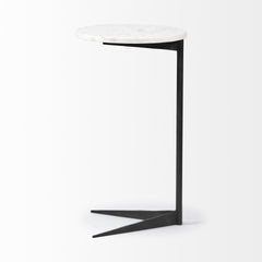 27" Black And White Marble Round End Table - Homeroots