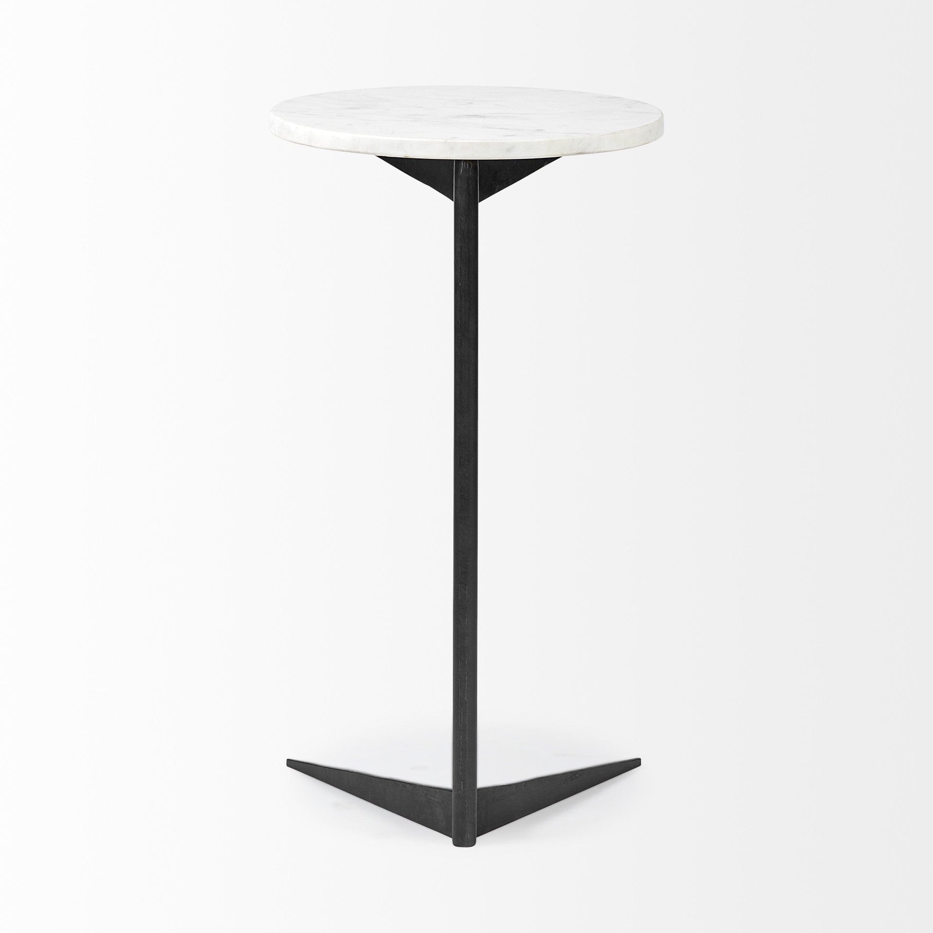 27" Black And White Marble Round End Table - Homeroots