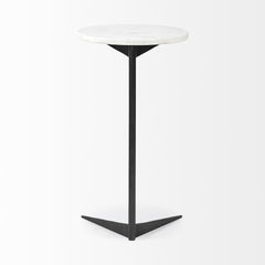 27" Black And White Marble Round End Table - Homeroots