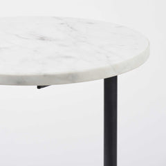 27" Black And White Marble Round End Table - Homeroots