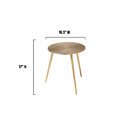 17" Gold Metal Round End Table - Homeroots