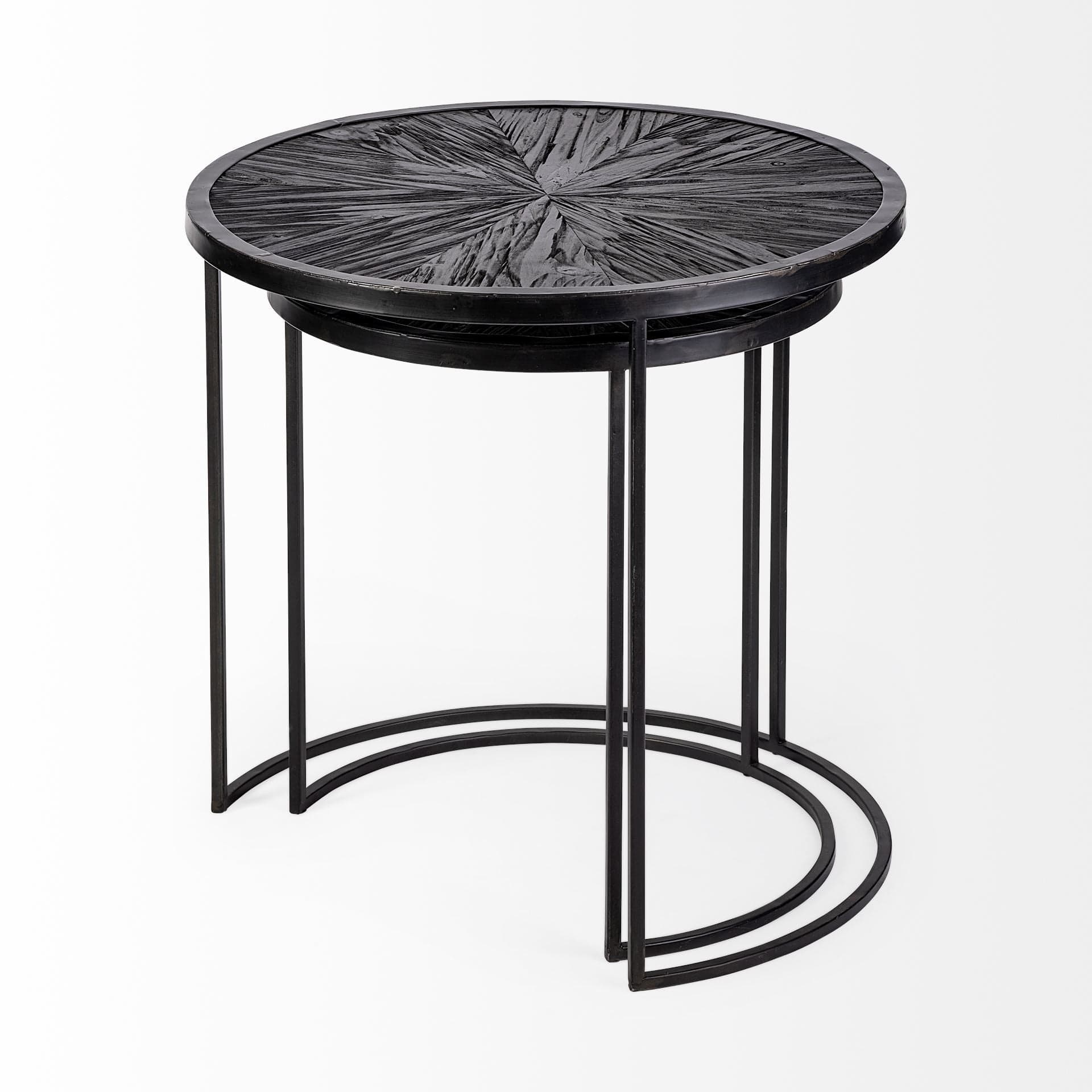 Set of Two 20" Black Round End Table