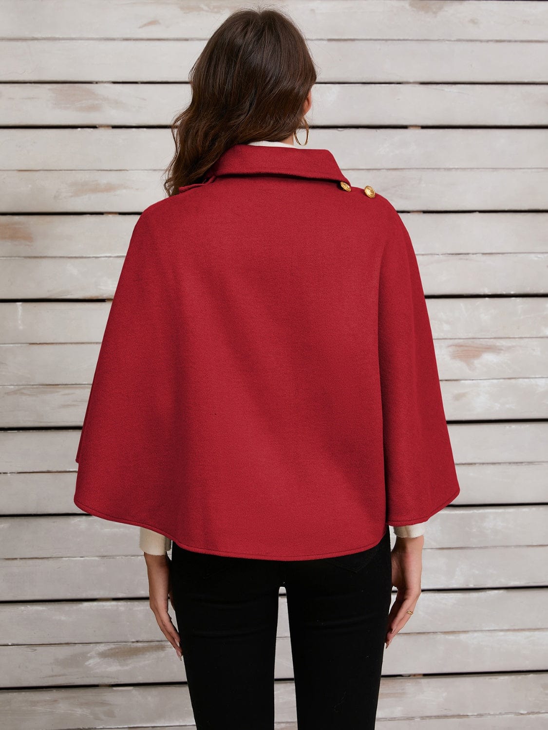 Collared Neck Cropped Cape - Trendsi