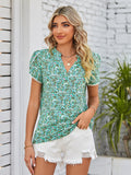 Double Take Floral Notched Neck Blouse - Flyclothing LLC