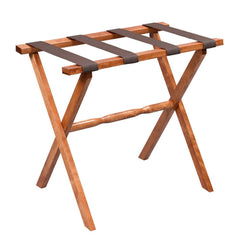 Hotel Light Walnut Folding Luggage Rack With 4 Straps - Homeroots