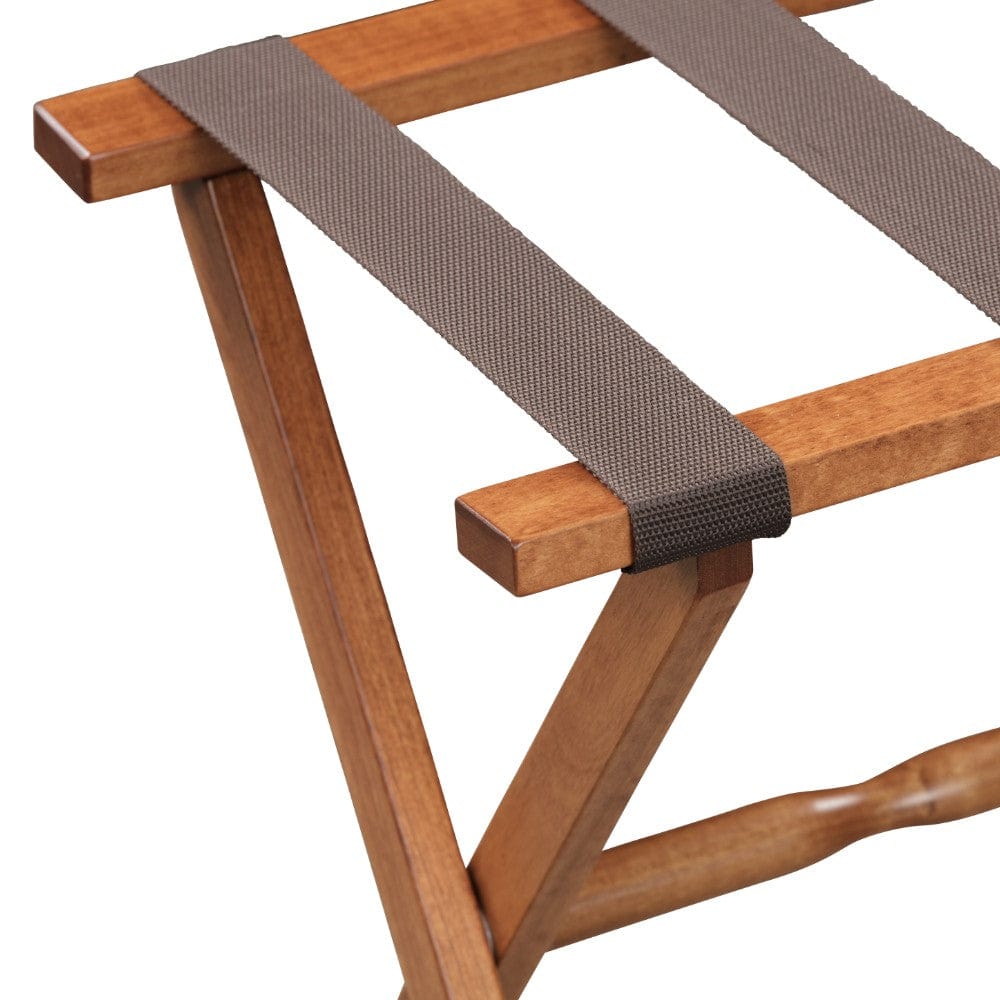 Hotel Light Walnut Folding Luggage Rack With 4 Straps - Homeroots