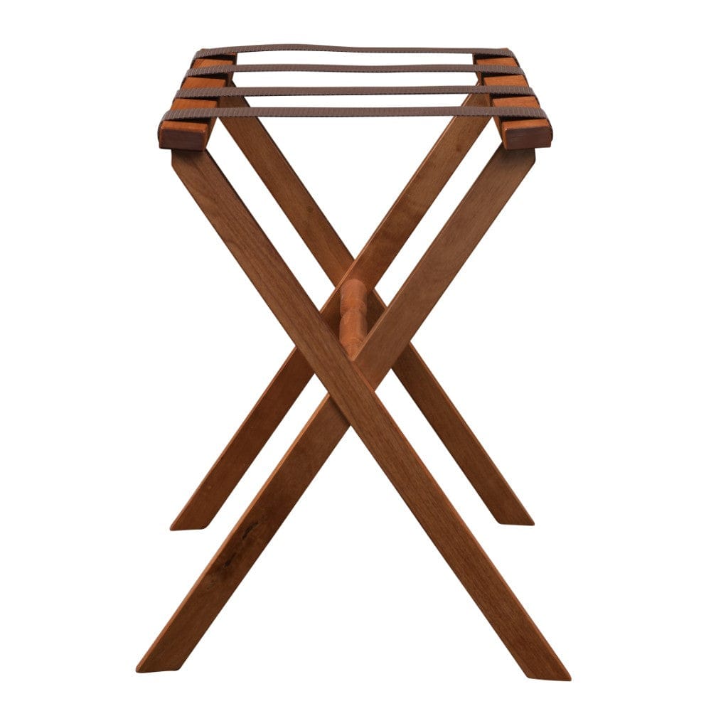 Hotel Light Walnut Folding Luggage Rack With 4 Straps - Homeroots