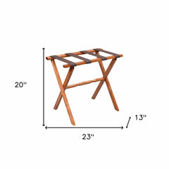 Hotel Light Walnut Folding Luggage Rack With 4 Straps - Homeroots