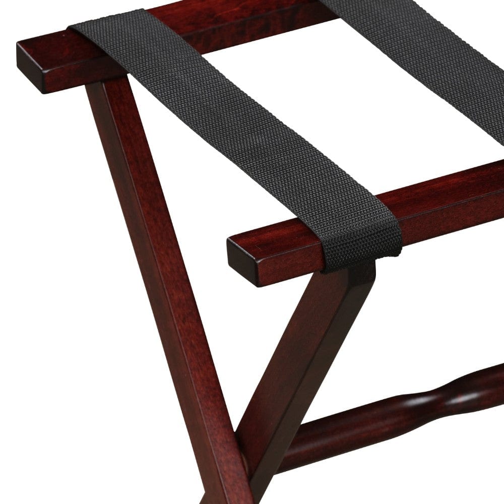 Hotel Cherry Mahogany Folding Luggage Rack With Black Straps - Homeroots