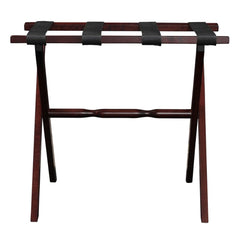 Hotel Cherry Mahogany Folding Luggage Rack With Black Straps - Homeroots