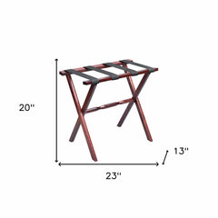 Hotel Cherry Mahogany Folding Luggage Rack With Black Straps - Homeroots