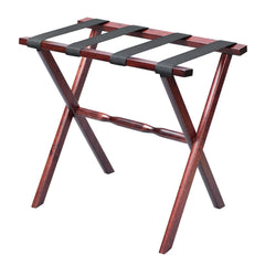 Hotel Cherry Mahogany Folding Luggage Rack With Black Straps - Homeroots