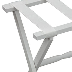 Hotel White Finish Wood Folding Luggage Rack With White Straps - Homeroots