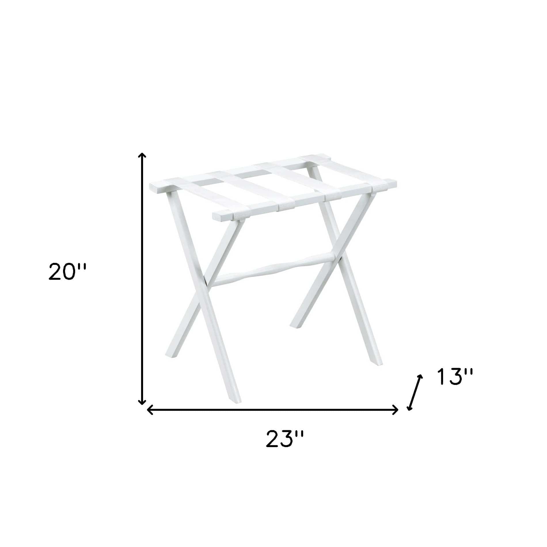 Hotel White Finish Wood Folding Luggage Rack With White Straps - Homeroots