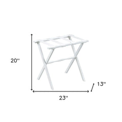 Hotel White Finish Wood Folding Luggage Rack With White Straps - Homeroots