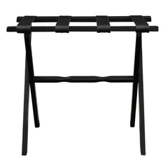 Hotel Black Finish Wood Folding Luggage Rack With Black Straps - Homeroots