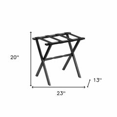 Hotel Black Finish Wood Folding Luggage Rack With Black Straps - Homeroots