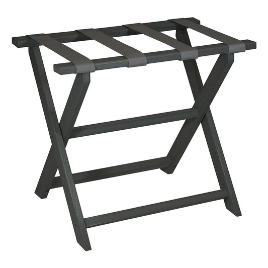 Earth Friendly Dark Gray Folding Luggage Rack With Gray Straps