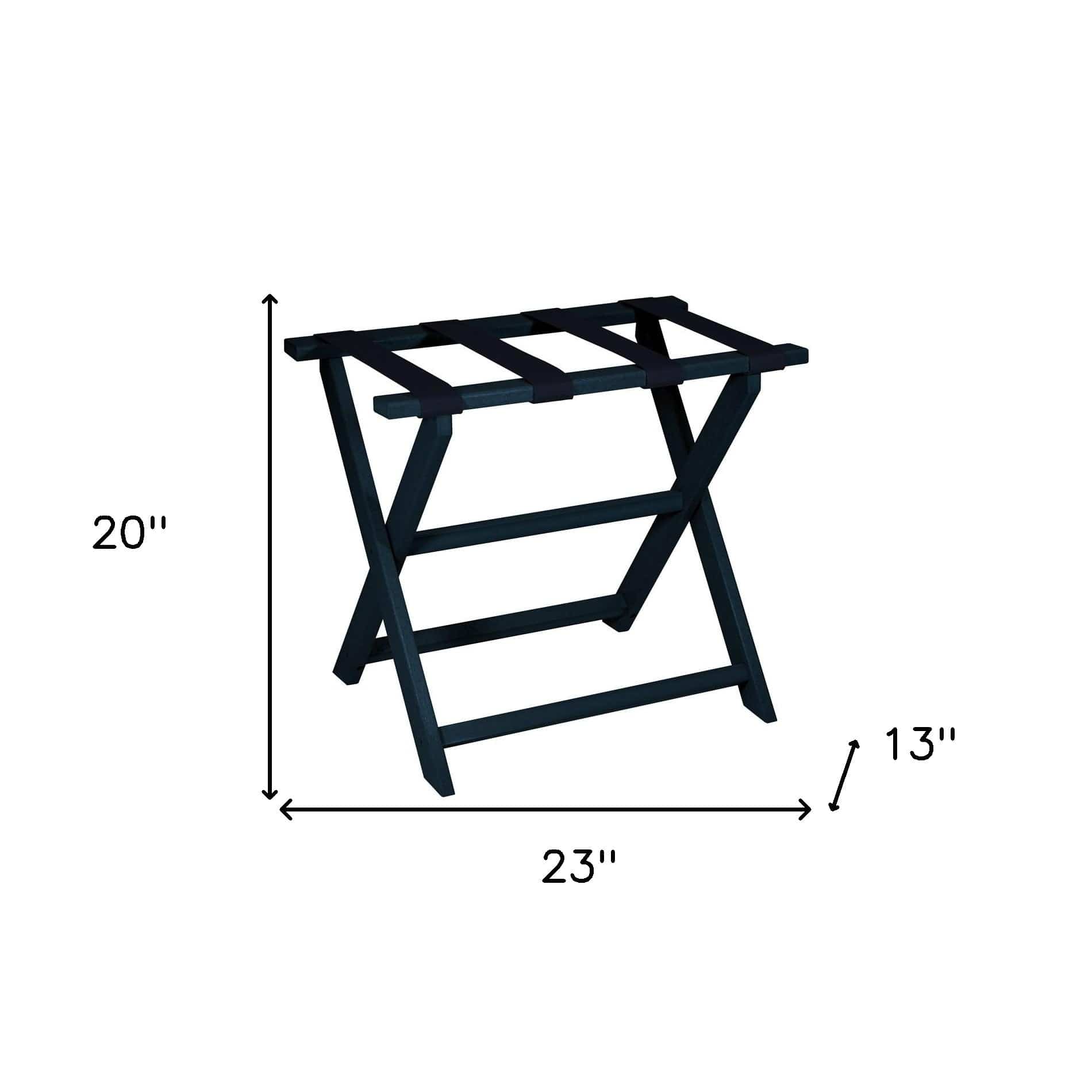 Earth Friendly Navy Blue Folding Luggage Rack With Navy Straps