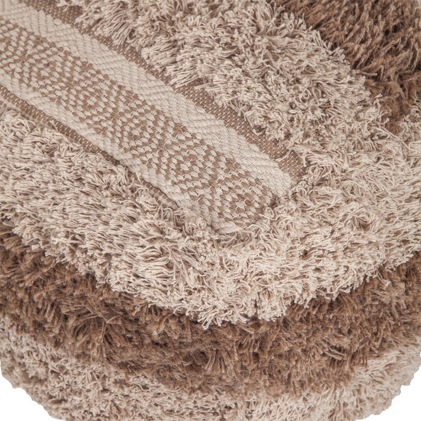 Boho Shaggy Khaki Textured Pouf - Homeroots