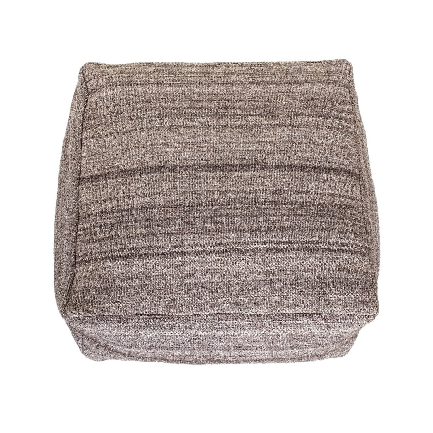 24" Gray and Brown Cotton Pouf Ottoman