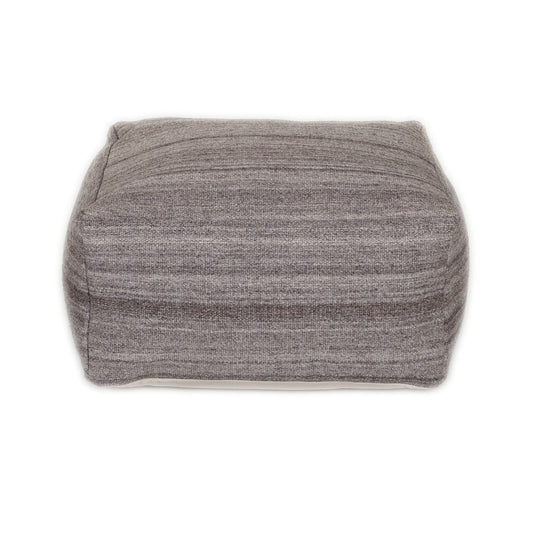 24" Gray and Brown Cotton Pouf Ottoman - Homeroots