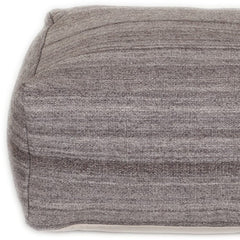 24" Gray and Brown Cotton Pouf Ottoman