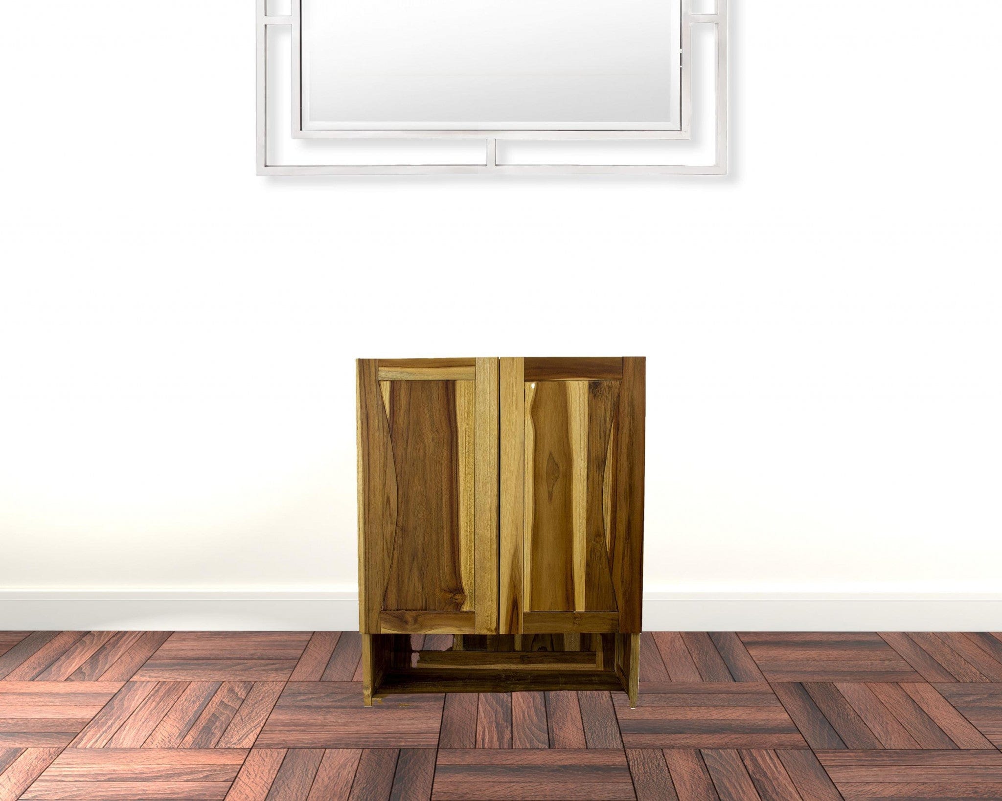 24" Brown Solid Wood Wall Mounted Accent Cabinet