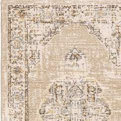 2' X 8' Beige And Ivory Center Jewel Runner Rug