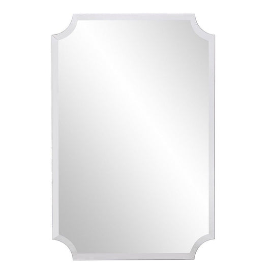 Minimalist  Rectangle Mirror With Beveled Edge And Scalloped Corners