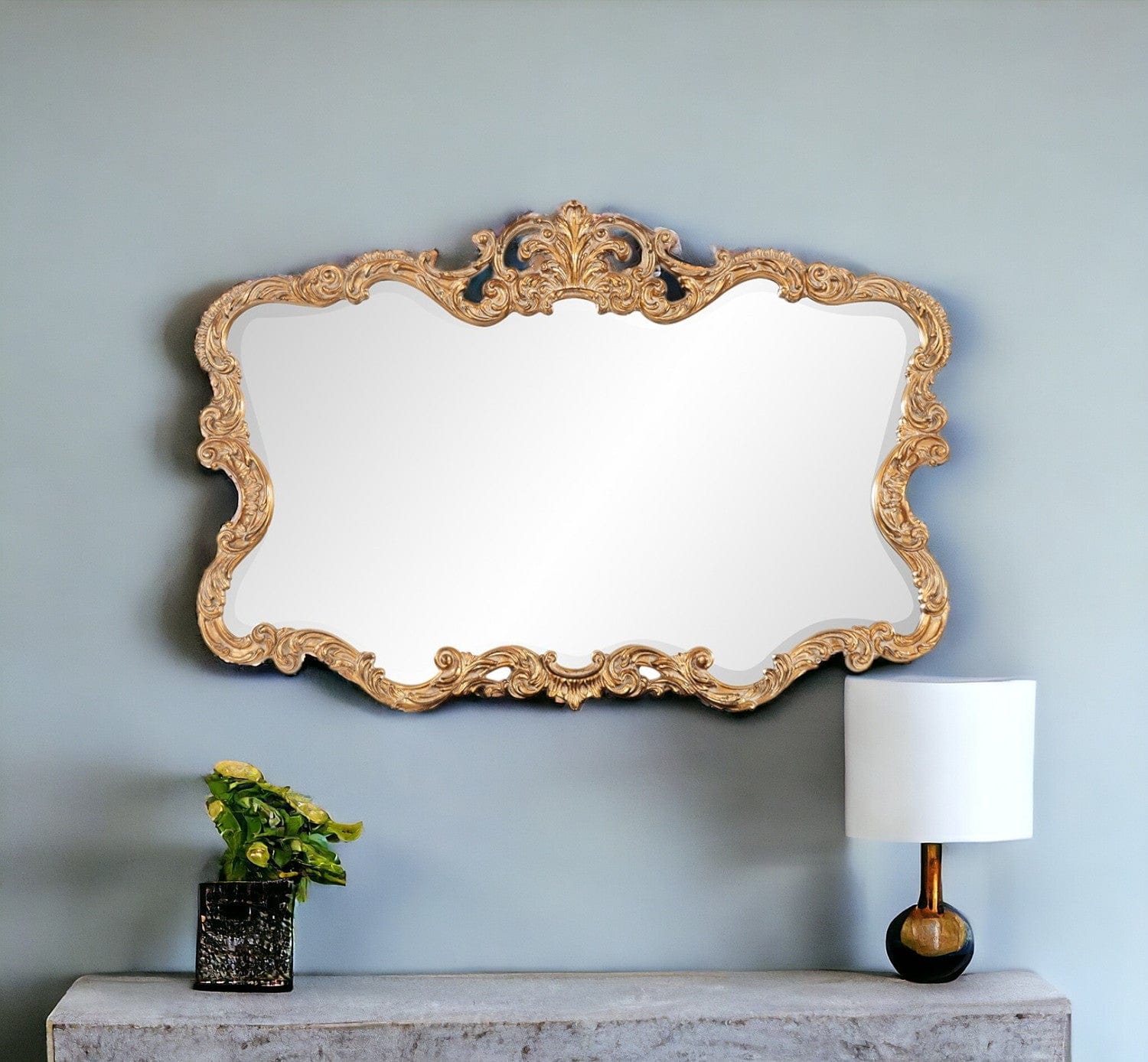 27" Gold Ornate Scroll Framed Accent Mirror