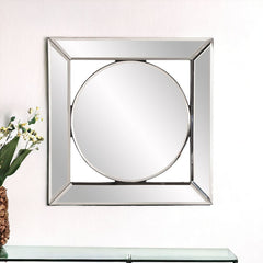 12" Round in Square Glass Framed Accent Mirror - Homeroots