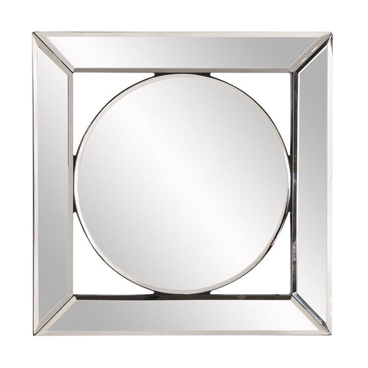 12" Round in Square Glass Framed Accent Mirror - Homeroots