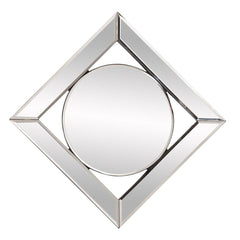 12" Round in Square Glass Framed Accent Mirror - Homeroots