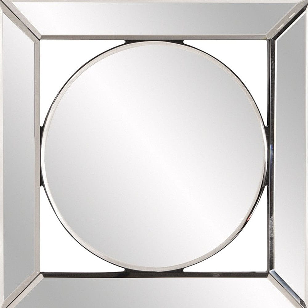 12" Round in Square Glass Framed Accent Mirror - Homeroots