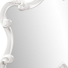 28" White Baroque Framed Accent Mirror