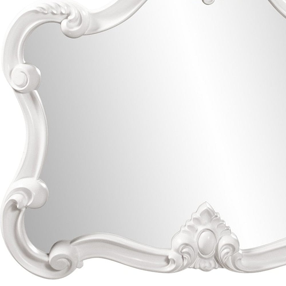 28" White Baroque Framed Accent Mirror - Homeroots